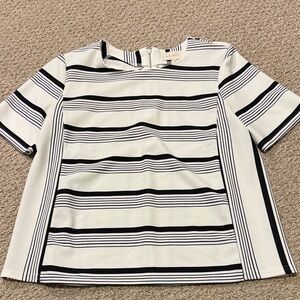 MELLODAY Black and White Striped Short Sleeve Top